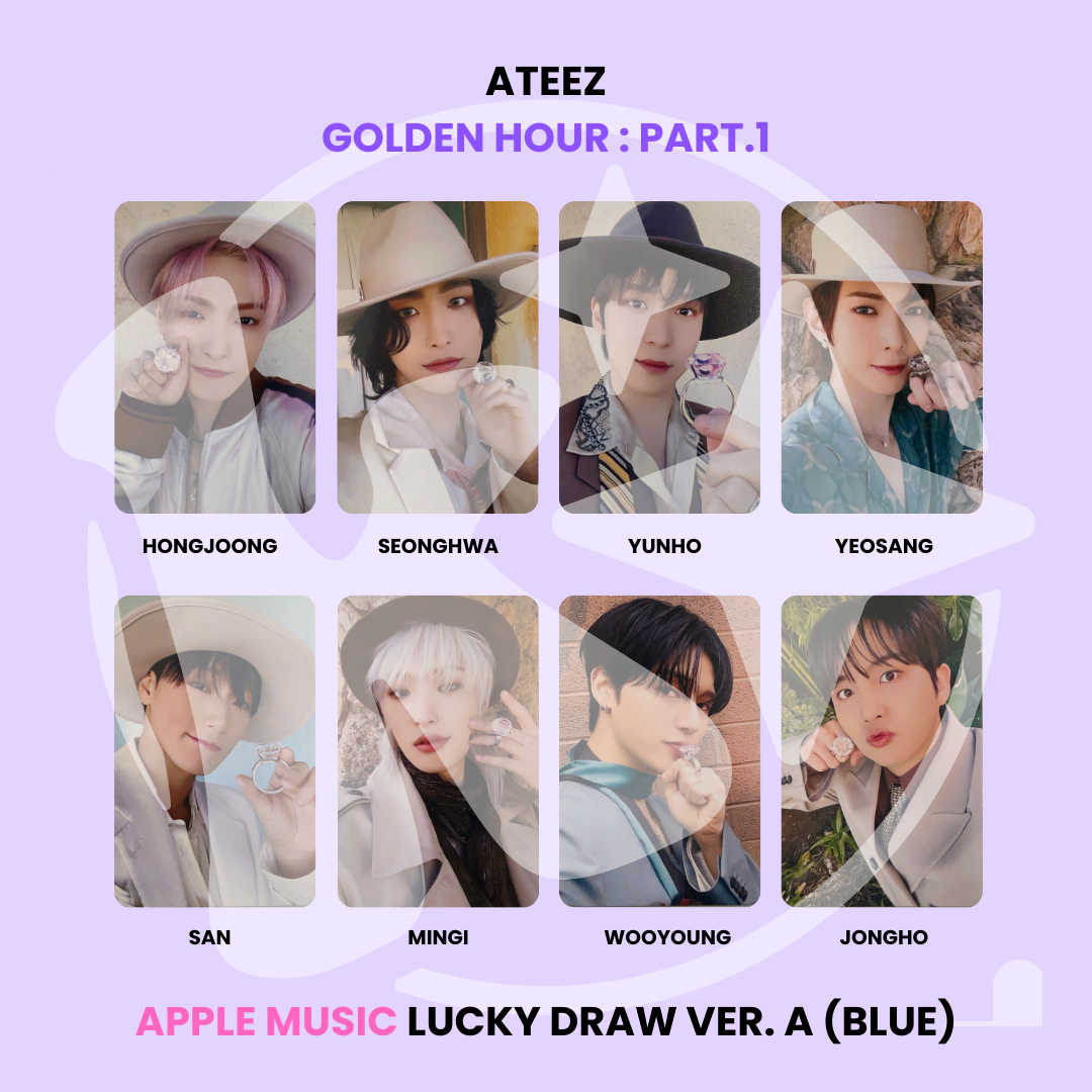 ATEEZ - GOLDEN HOUR : PART.1 APPLE MUSIC LUCKY DRAW VER. A (BLUE) ✅