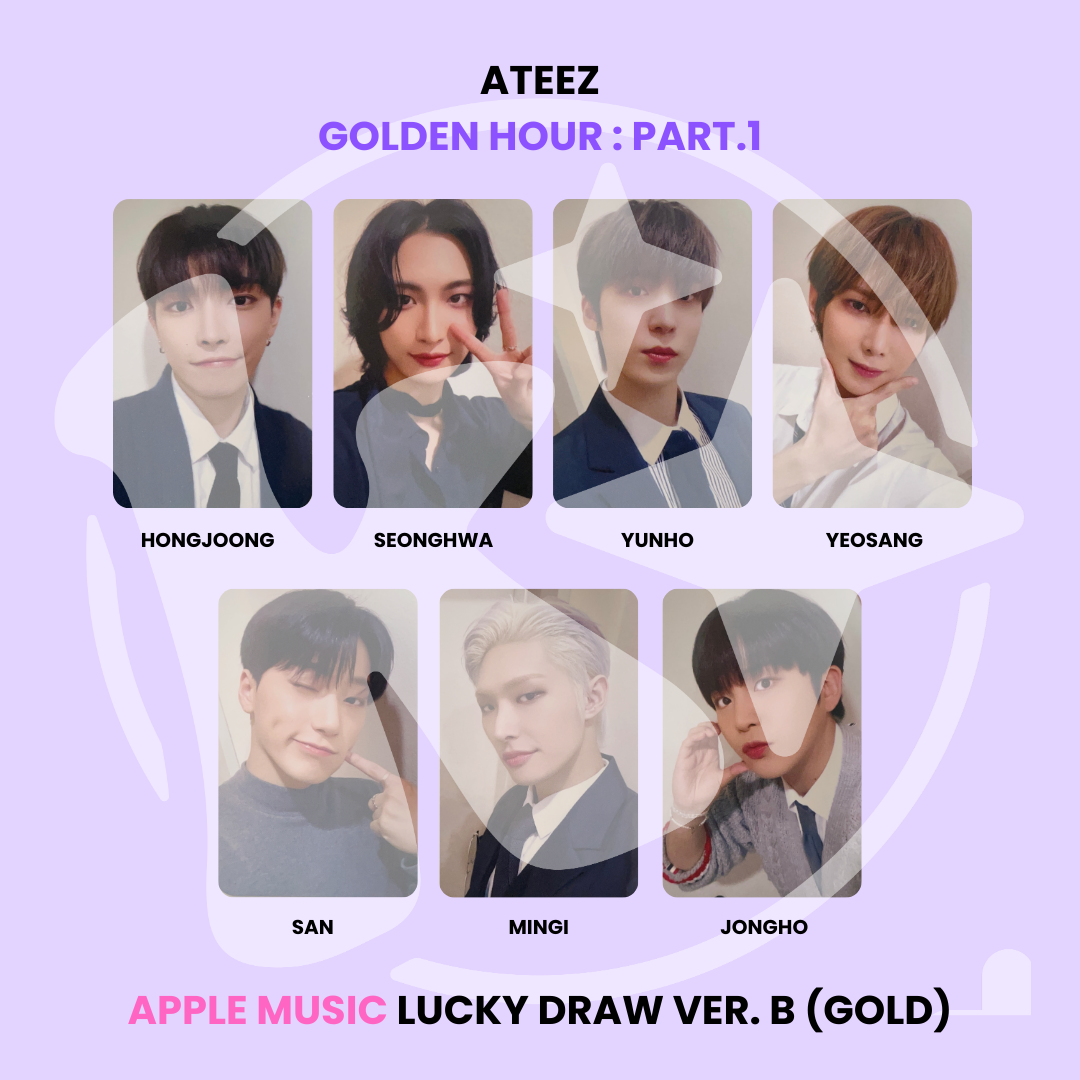 ATEEZ - GOLDEN HOUR : PART.1 APPLE MUSIC LUCKY DRAW VER. B (GOLD) ✅