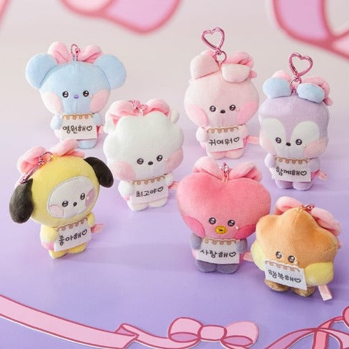 BT21 - Mini I Love You Message Book Plush Keyring Ribboned U ✅
