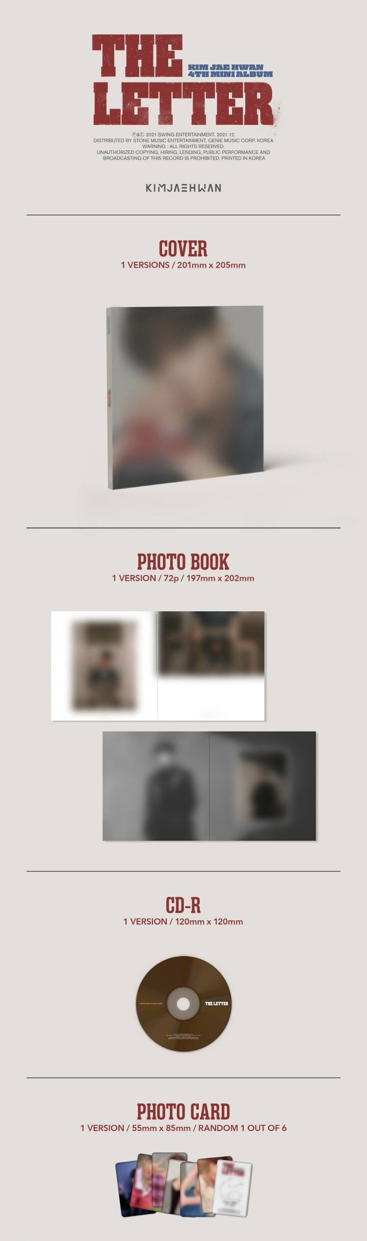 KIM JAE HWAN - 4TH MINI ALBUM THE LETTER 