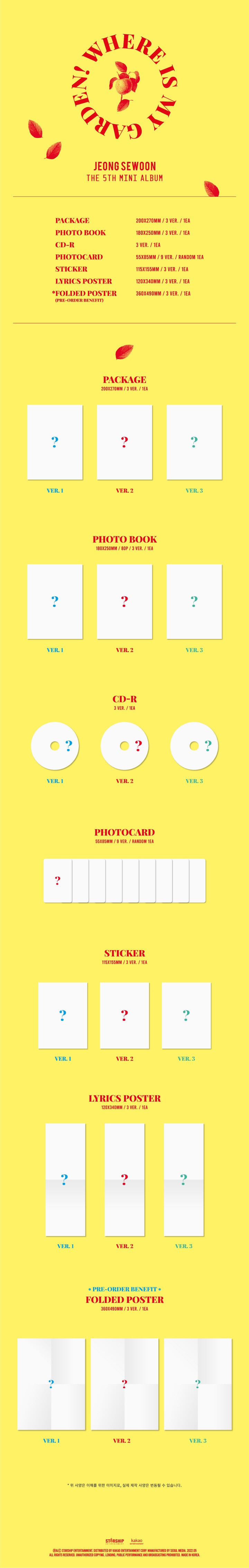 JEONG SEWOON - 5TH MINI ALBUM WHERE IS MY GARDEN